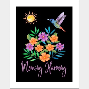 Morning harmony hummingbird floral Posters and Art